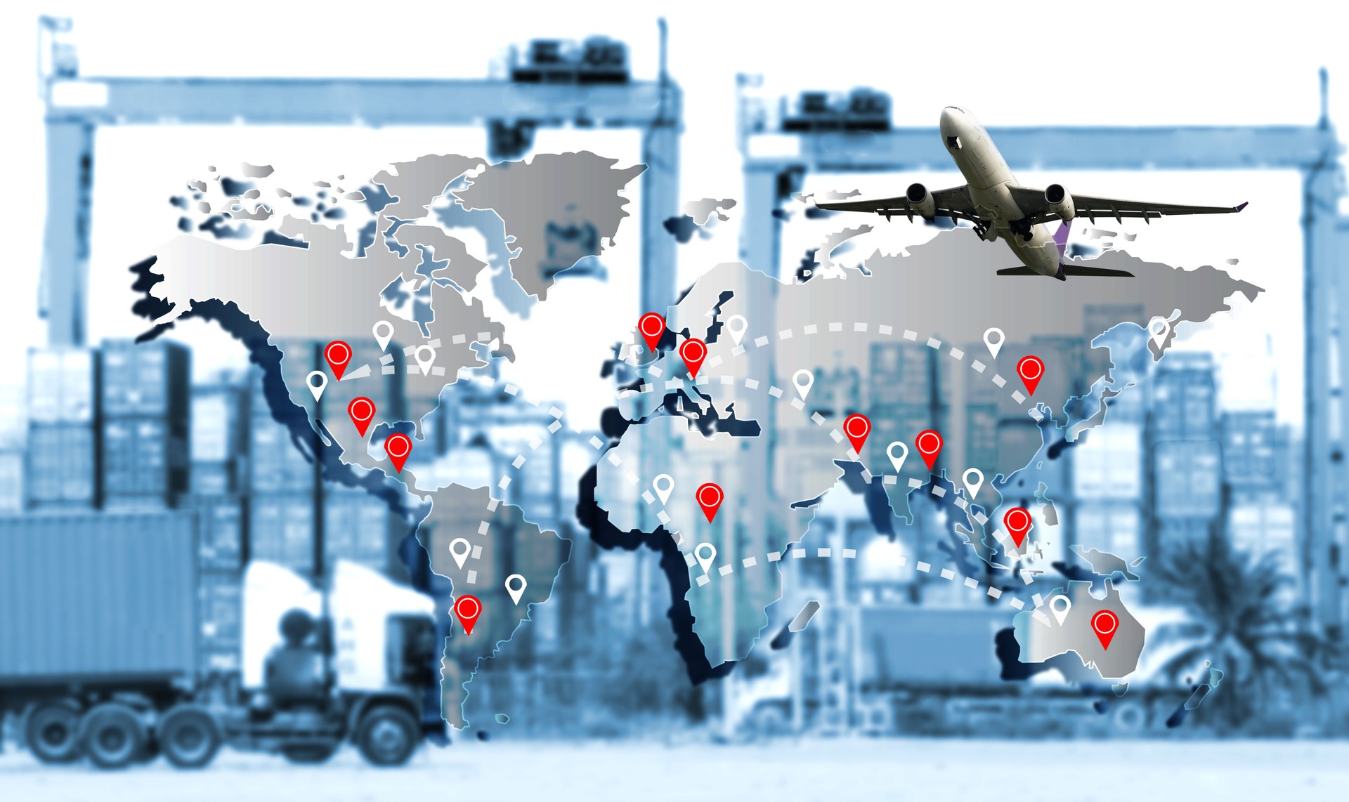 Transportation, import-export and logistics concept